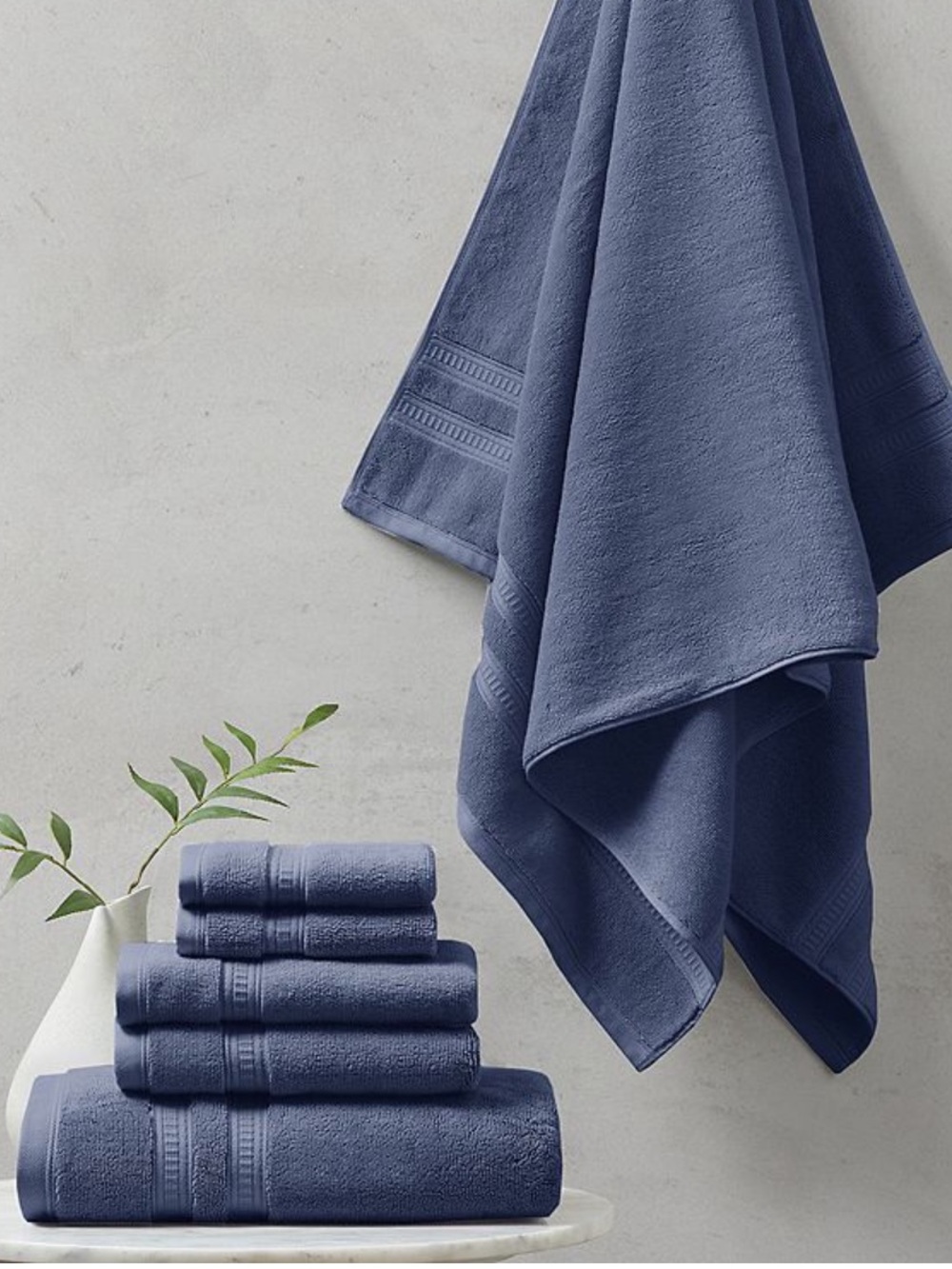 Beautyrest Nuage Cotton Tencel Blend Antimicrobial 6 Piece Towel Set-Navy